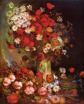 Vase aux coquelicots Cornflowers Pivoines et chrysanthèmes Vincent van Gogh Peinture à l'huile